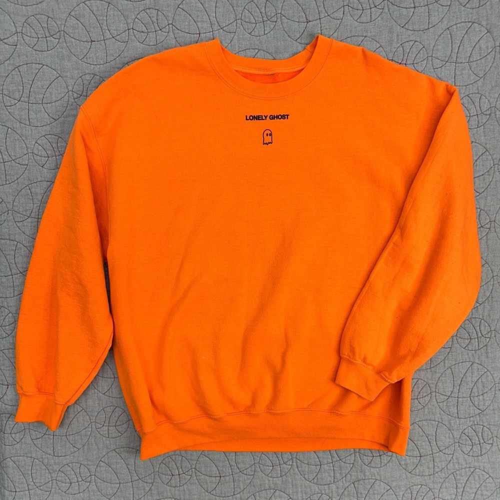 Lonely Ghost Sweatshirt Crew Blaze Orange Text Me When You Get Home Womens Large